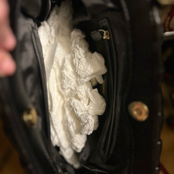 Black DKNY purse with gold chain handle - Picture 2 of 2